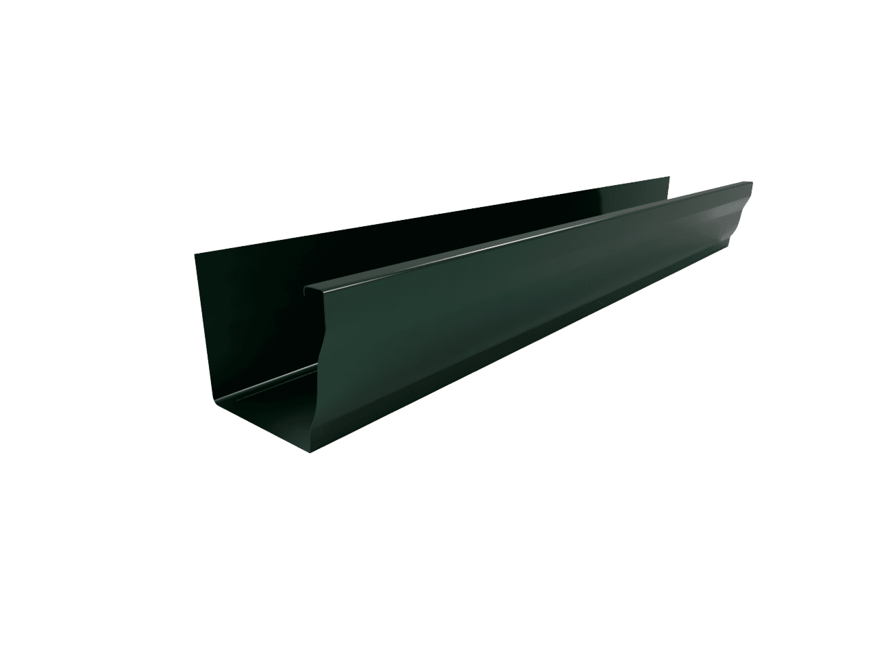 Желоб водосточный прямоугольный 2500 х 126 мм RAL 6005 из оцинкованной стали