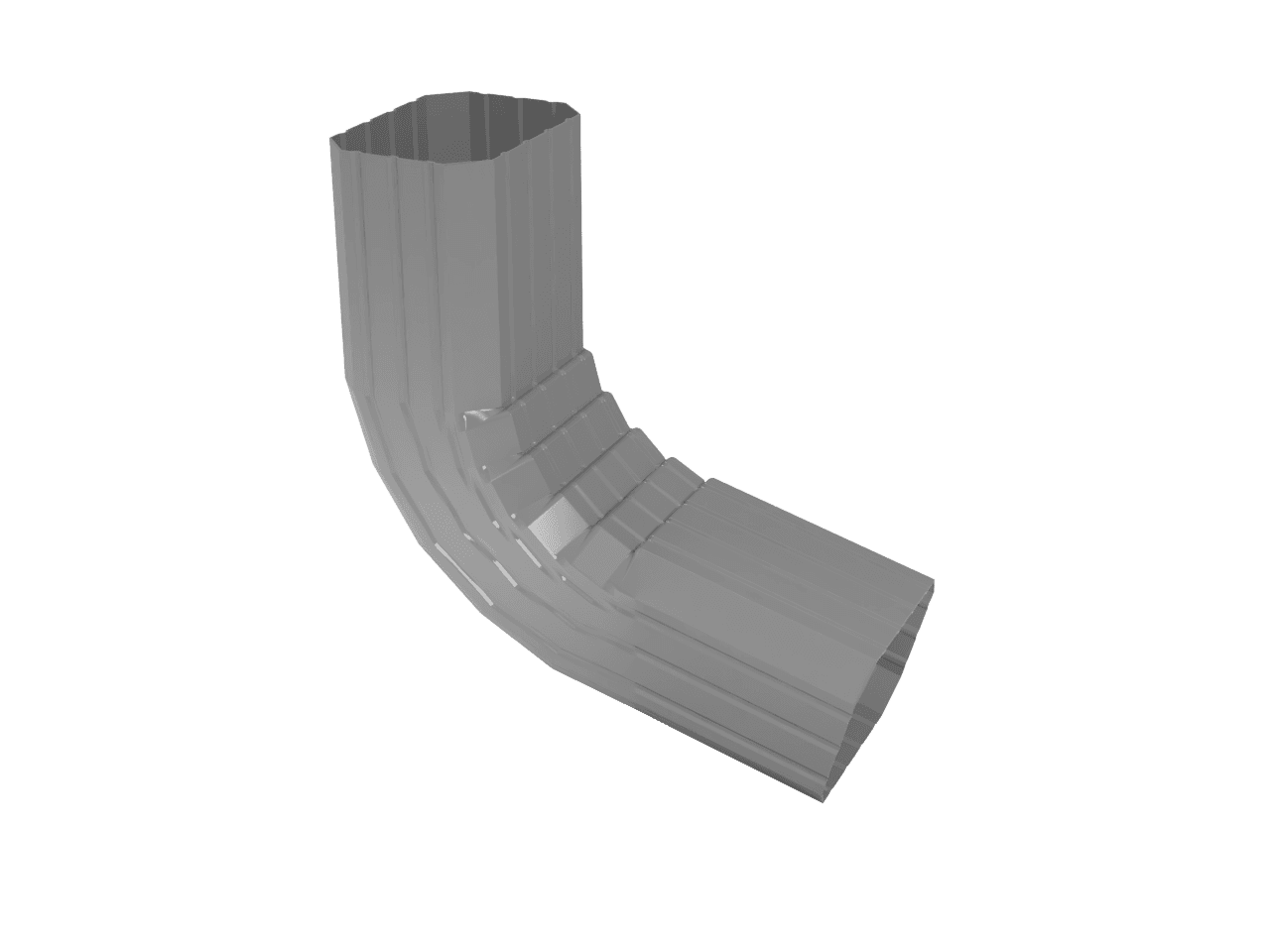 Колено трубы прямоугольное гофрированное 78х103 мм RAL 7004 из оцинкованной стали